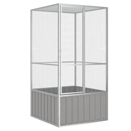 Gaiola p/ Pássaros 111x107x211,5 cm Aço Galvanizado Cinzento