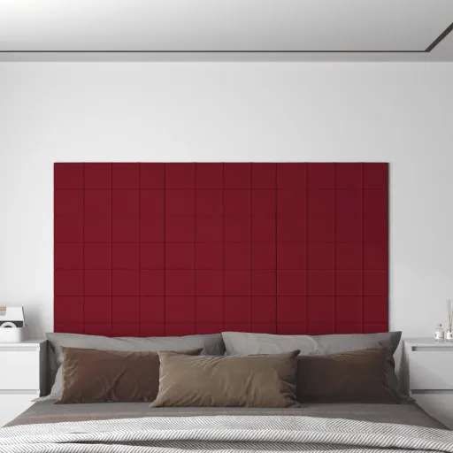 Painel Parede   60x15 cm Veludo 1,08 m² Vermelho Tinto (12 pcs)