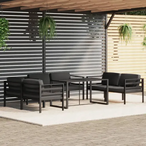 Conjunto Lounge Jardim com Almofadões Alumínio Antracite (7 pcs)