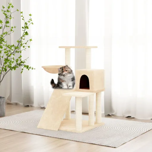 Árvore para Gatos c/ Postes Arranhadores Sisal 82 cm Cor Creme