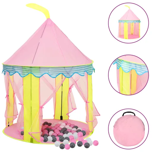 Tenda de Brincar Infantil com 250 Bolas 100x100x127 cm Rosa