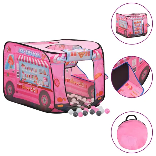 Tenda de Brincar Infantil com 250 Bolas 70x112x70 cm Rosa