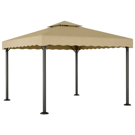 Gazebo 3x3 m Alumínio e Aço Cinzento-Acastanhado