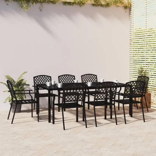 Conjunto de Jantar para Jardim Aço Antracite (9 pcs)