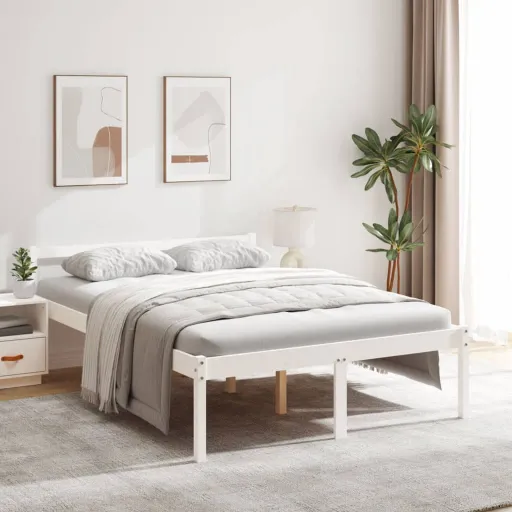 Cama para Idosos 140x190 cm Pinho Maciço Branco