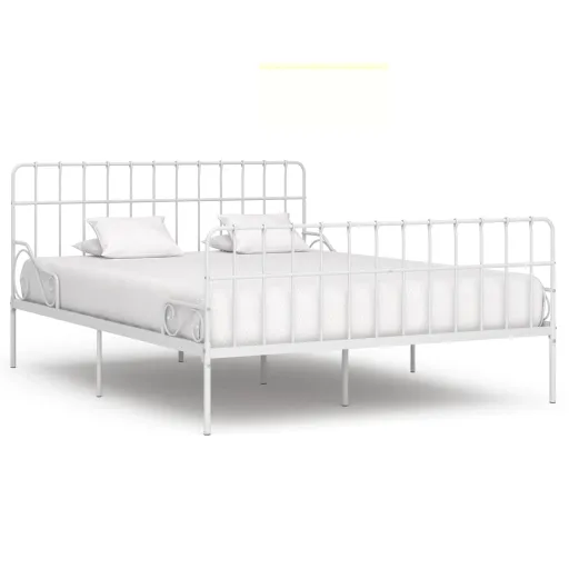 Estrutura de Cama com Estrado de Ripas 200x200 cm Metal Branco