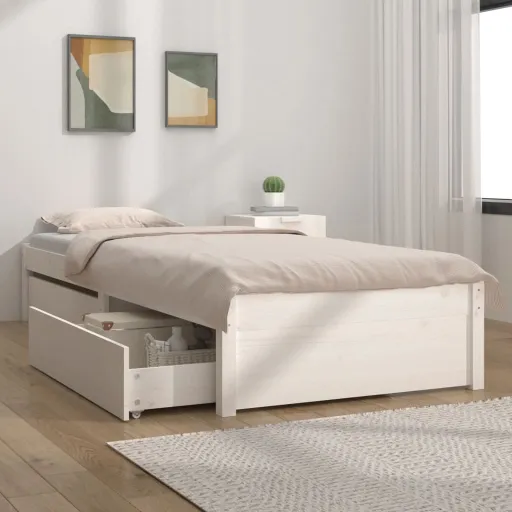 Estrutura Cama com Gavetas 90x190 cm Single Branco