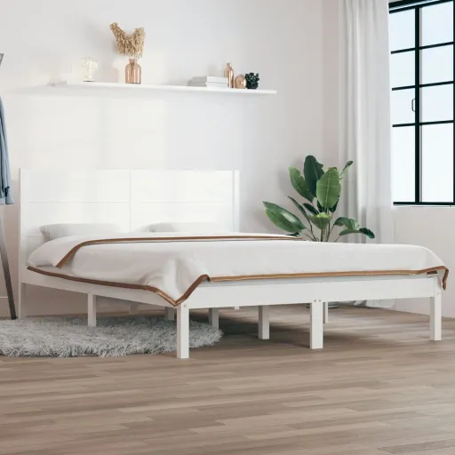 Estrutura Cama Pequena Casal 120x190 cm Pinho Maciço Branco