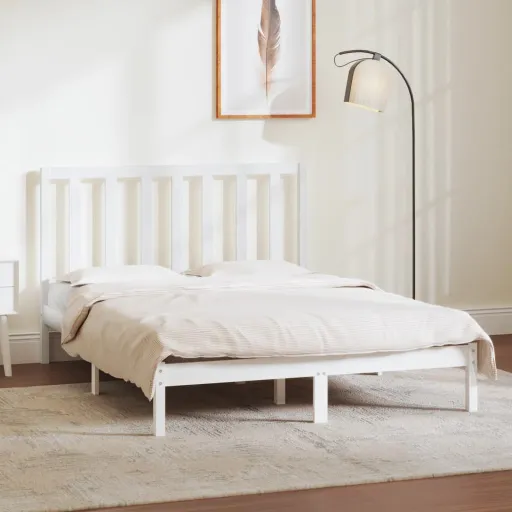 Cama Sem Colchão 140x190 cm Madeira de Pinho Maciça Branco