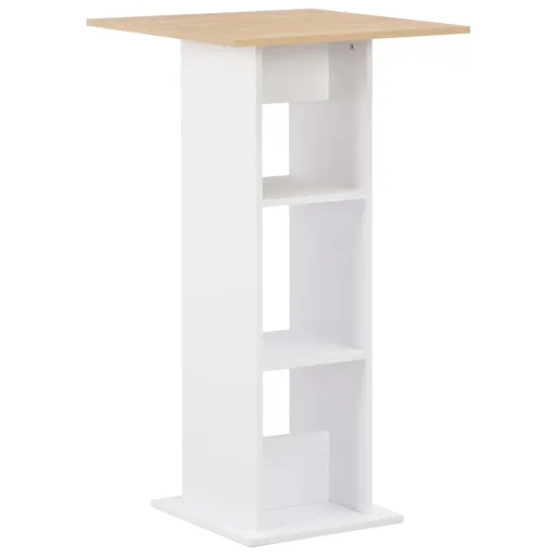 Mesa de Bar 60x60x110 cm Branco e Carvalho Sonoma