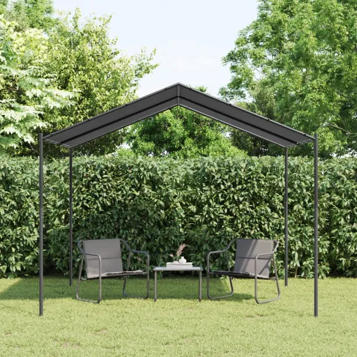 Tenda com Toldo 3x3 m Aço e Tecido Antracite