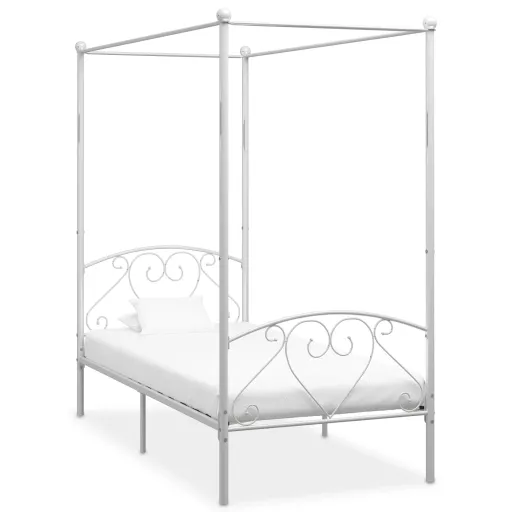 Estrutura de Cama com Dossel 100x200 cm Metal Branco