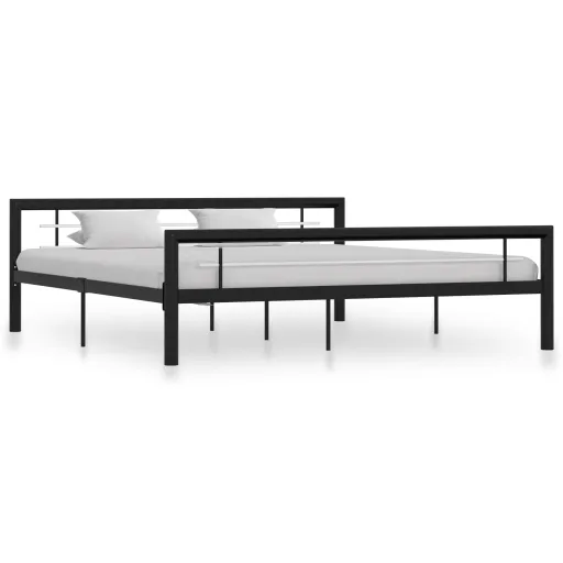 Estrutura de Cama 180x200 cm Metal Preto e Branco