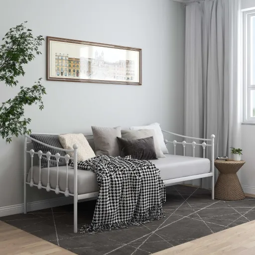 Sofá-Cama 90x200 cm Metal Branco