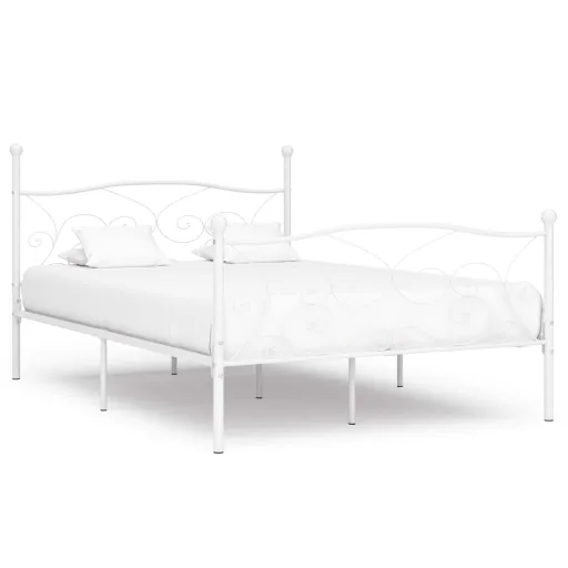 Estrutura de Cama com Estrado de Ripas 140x200 cm Metal Branco