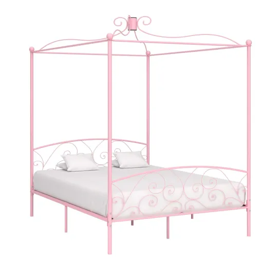 Estrutura de Cama com Dossel 160x200 cm Metal Rosa