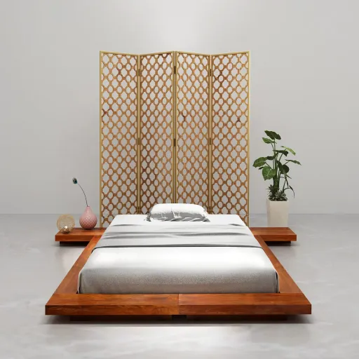 Estrutura p/ Futon Japonês Madeira Acácia Maciça 100x200 cm