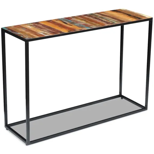 Mesa Consola 110x35x76 cm Madeira Reciclada Maciça