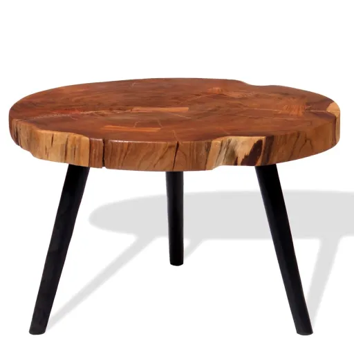 Mesa de Centro de Tronco Madeira de Acácia Maciça (55-60)X40 cm