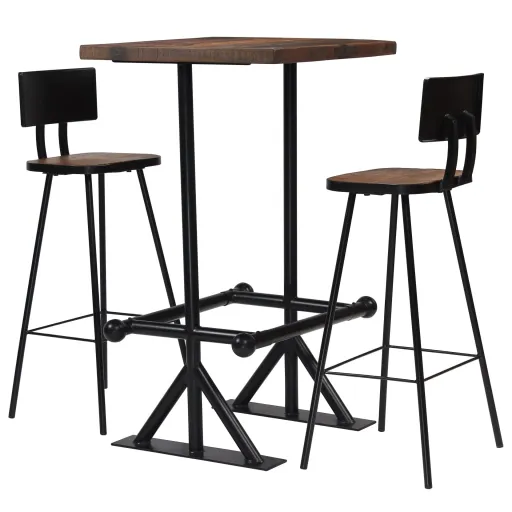 Conjunto de Bar   Madeira Recuperada Maciça (3 pcs)