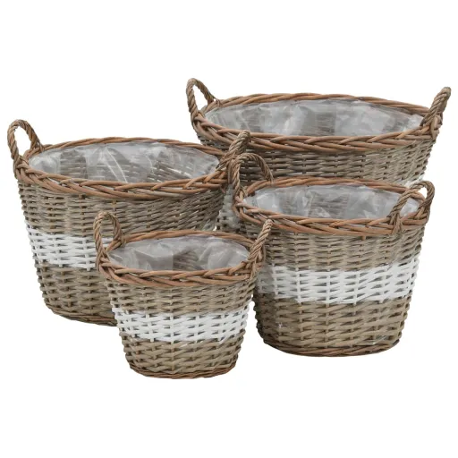 Cestos para Vasos   Vime com Forro em PE (4 pcs)