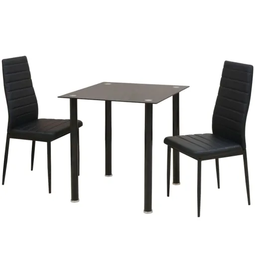 Conjunto Mesa de Jantar e Cadeiras   Preto (3 pcs)