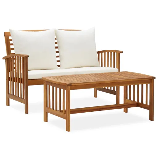 Conjunto Lounge de Jardim c/ Almofadões Acácia Maciça (2 pcs)