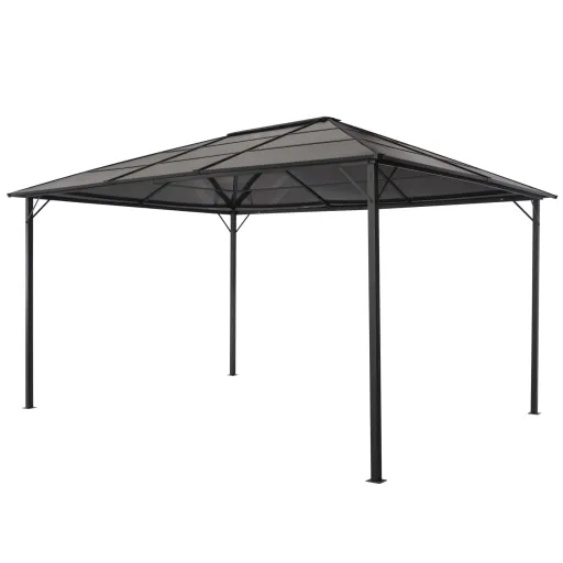 Gazebo com Telhado Alumínio 4x3x2,6 m Preto