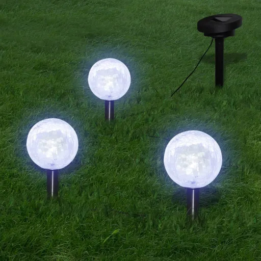 Candeeiros Globo de Jardim   LED com Estacas e Painel Solar (3 pcs)