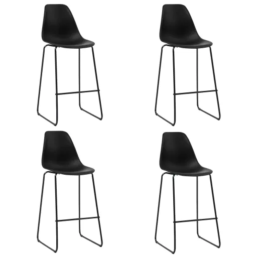 Cadeiras de Bar   Plástico Preto (4 pcs)