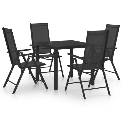 Conjunto de Jantar para Jardim Alumínio Preto (5 pcs)