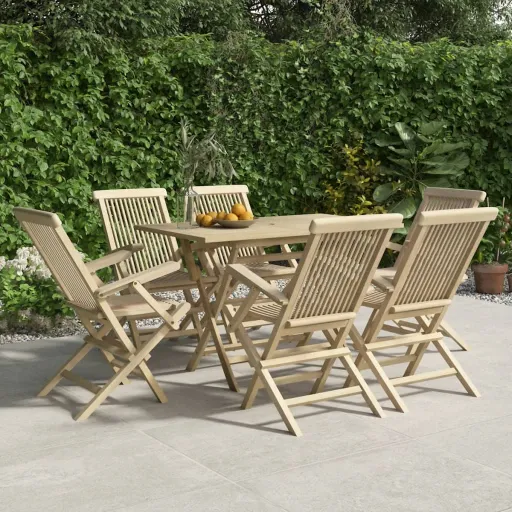 Cadeiras de Jardim Dobráveis   56x61x89cm Teca Maciça Cinza (6 pcs)