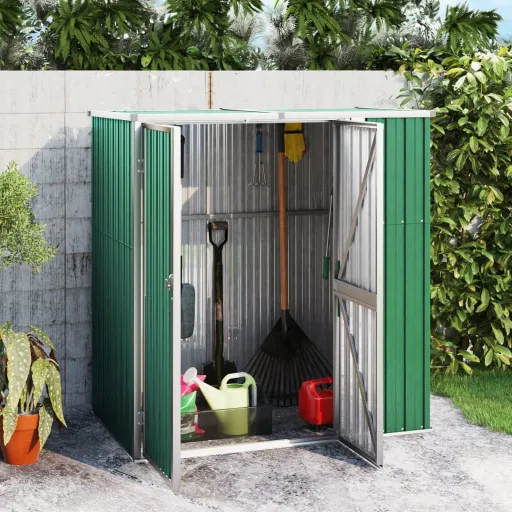 Abrigo p/ Ferramentas Jardim 161x89x161cm Aço Galvanizado Verde