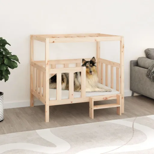 Cama para Cães 105,5x83,5x100 cm Madeira de Pinho Maciça