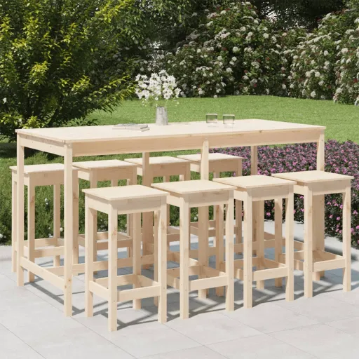 Conjunto de Bar para Jardim Pinho Maciço (9 pcs)