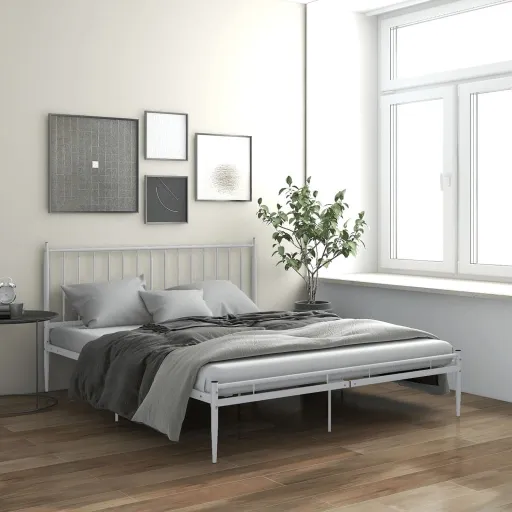 Estrutura de Cama 200x200 cm Metal Branco