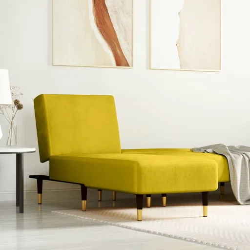 Chaise Longue Veludo Amarelo