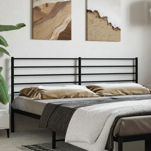 Cabeceira de Cama 193 cm Metal Preto