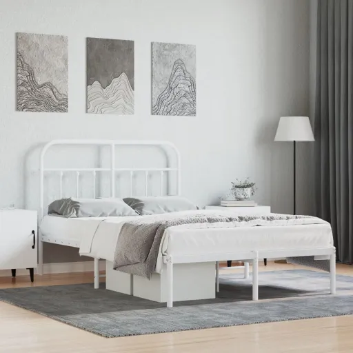 Estrutura de Cama com Cabeceira 120x190 cm Metal Branco