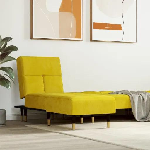 Chaise Longue Veludo Amarelo