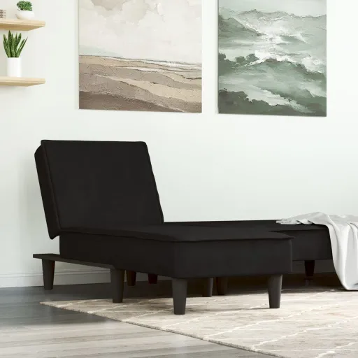 Chaise Longue Veludo Preto