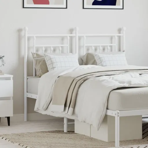 Cabeceira de Cama 120 cm Metal Branco