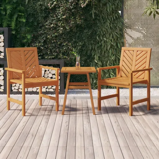 Conjunto Lounge de Jardim Madeira de Acácia Maciça (3 pcs)