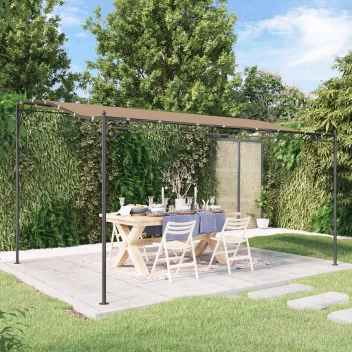 Toldo 4x3 m 180 g/m² Tecido e Aço Cinzento-Acastanhado