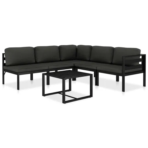 Conjunto Lounge Jardim com Almofadões Alumínio Antracite (6 pcs)