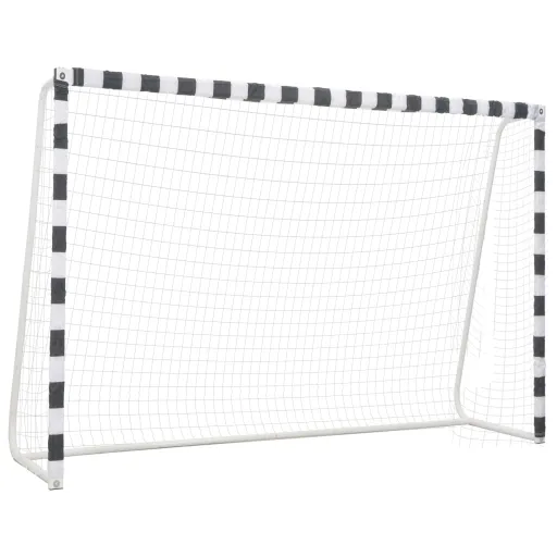 Baliza de Futebol 300x200x90 cm Metal Preto e Branco