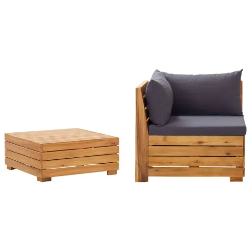 Conjunto Lounge de Jardim c/ Almofadões Acácia Maciça (2 pcs)