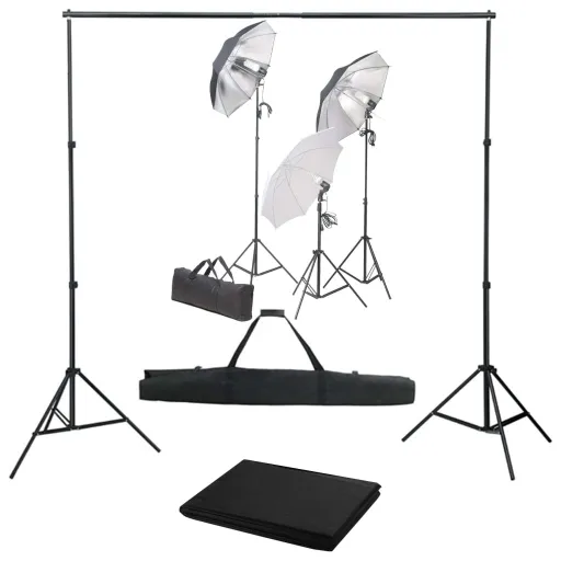 Kit de Estúdio Fotográfico com Conjunto de Iluminação e Fundo