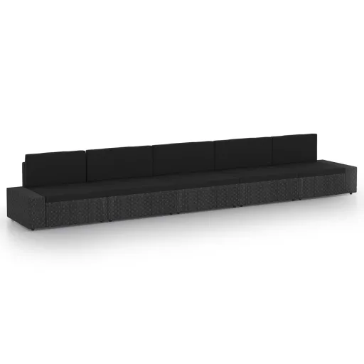 Conjunto Lounge de Jardim c/ Almofadões Vime PE Preto (5 pcs)