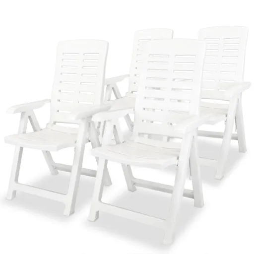 Cadeiras de Jardim Reclináveis   Plástico Branco (4 pcs)